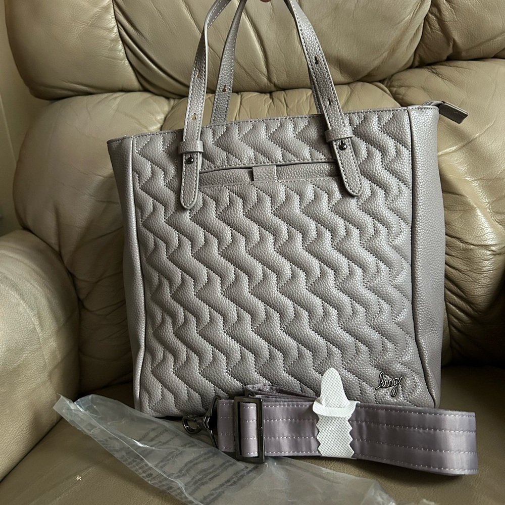 Lug Charter Classic Vegan Leather Convertible Tote Bag Pearl Grey